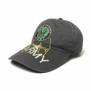 US Army Embroidered Gray Cap Hat with Adjustable Strap Back